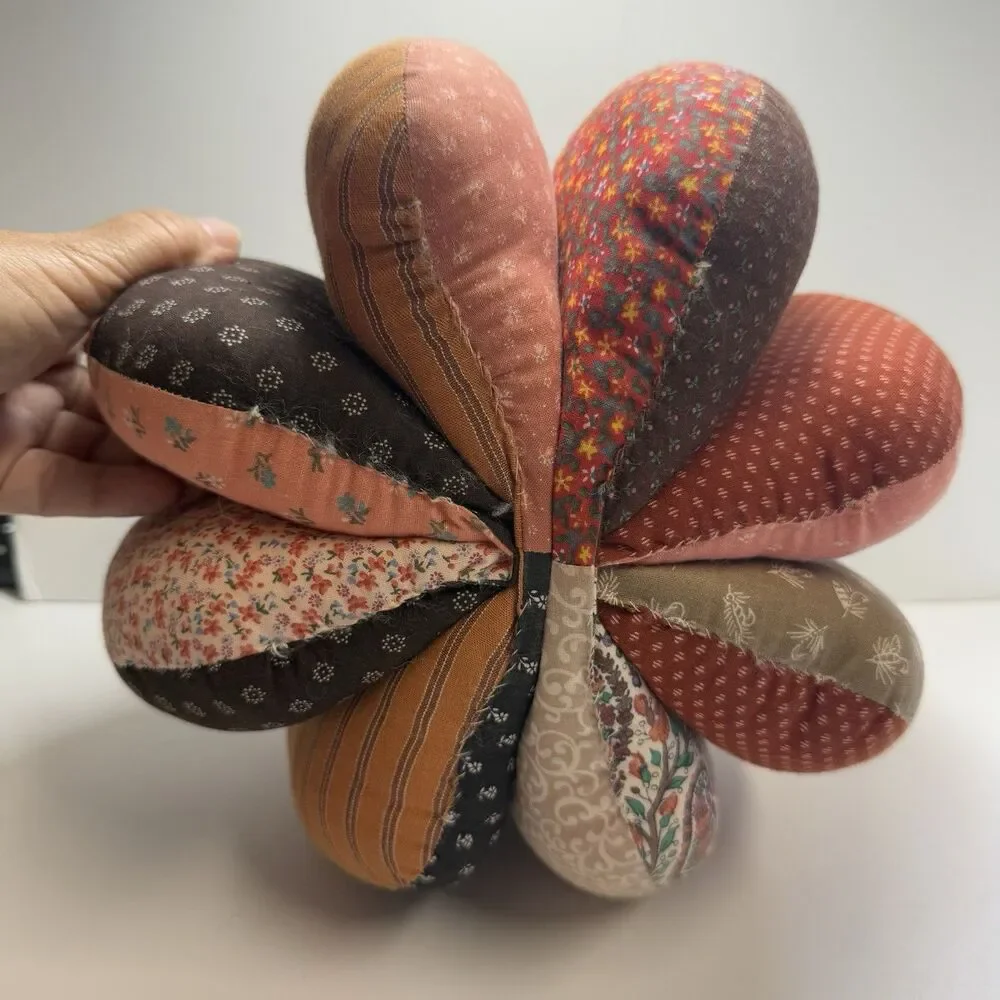 Vintage Handmade Quilted Patchwork Stuffed Pumpkin Decor